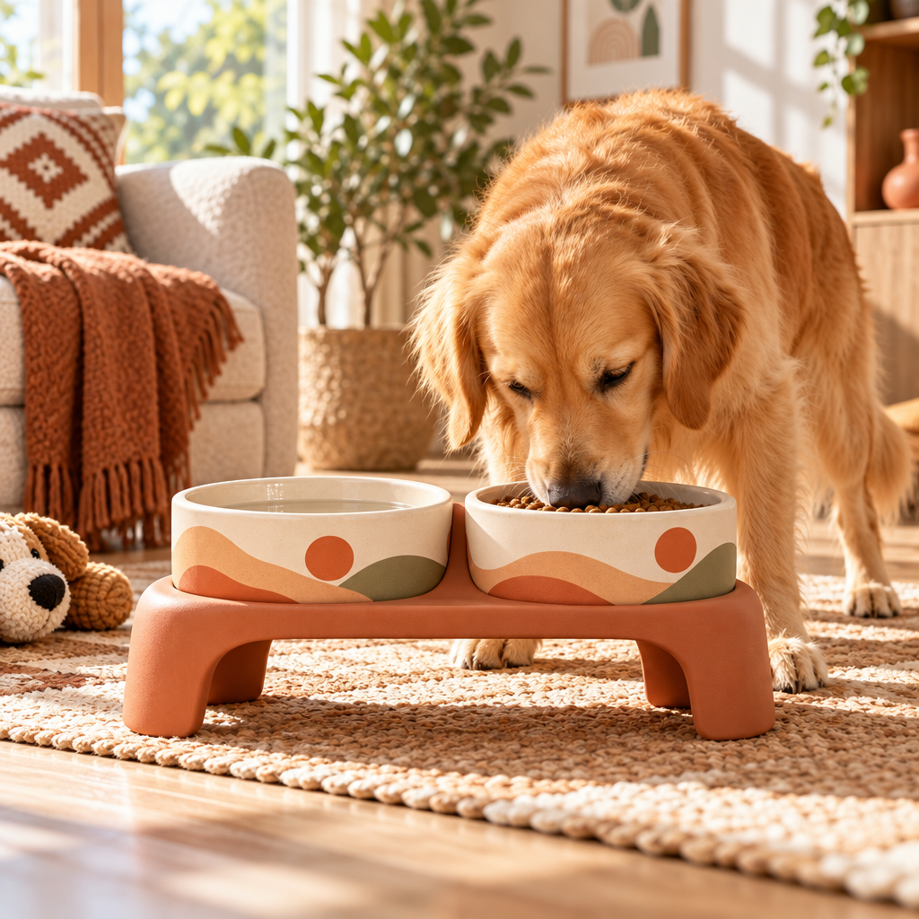 Ceramic Elevated Pet Feeder — view 2