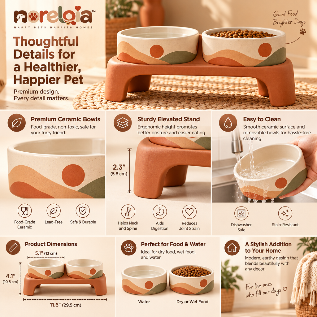 Ceramic Elevated Pet Feeder — view 3